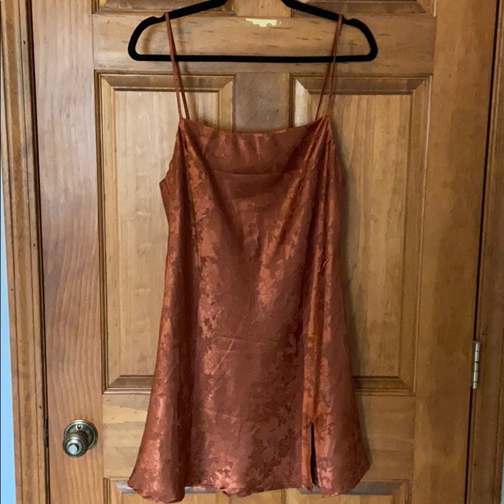 silky orange mini dress